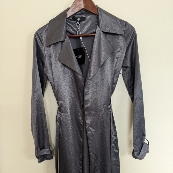 Misguided x Sarah Ashcroft metallic Duster jacket two 90s xs 0 - Picture 5 of 13